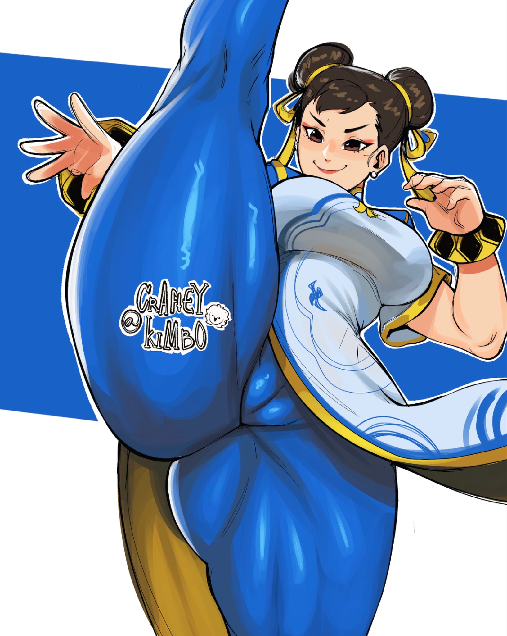 1girls, ass, ass focus, ass up, booty, butt, chun-li, female, female only, kimboscraft, leg up, legs, legs apart, legs spread, legs up, looking at another, looking back, pussy, solo, street fighter, street fighter 6, thicc, thicc ass, thicc thighs, thick, thick ass, thick thighs, visible pussy