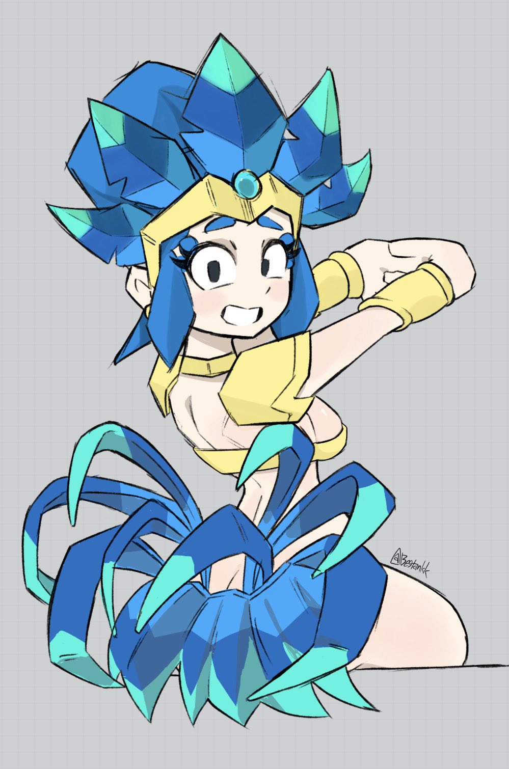 1girls, arms up, bestankk, brawl stars, carnival, carnival outfit, female, female only, flag bearer piper (brawl stars), ouzzxz, piper (brawl stars), solo, solo female, supercell
