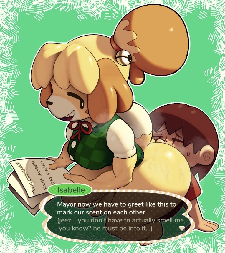 1girls, 2019, analingus, anilingus, animal crossing, animal crossing boy, anthro, ass, ass worship, assertive, bottomless, cowgirl position, english text, facesitting, female, furry, isabelle (animal crossing), lilmoonie, nintendo, no panties, seductive, sitting on face, sitting on person, smell, straight, sweat, villager (animal crossing)