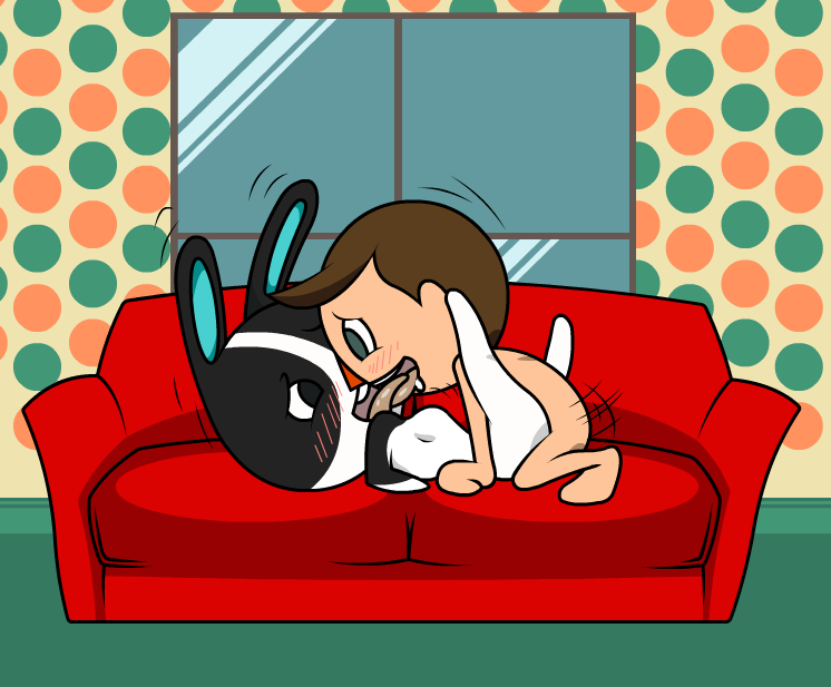 animal_crossing animal_crossing_boy anthro black_fur blush breasts couch couch_sex dotty_(animal_crossing) embarrassed kissing lazyflash making_out monkeyb nintendo sex sofa tongue white_fur