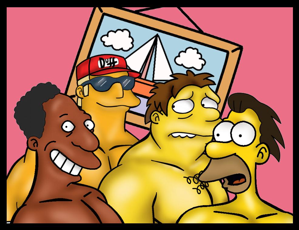 barney_gumble carl_carlson duffman hernan_d_rosas lenny_leonard male_only the_simpsons