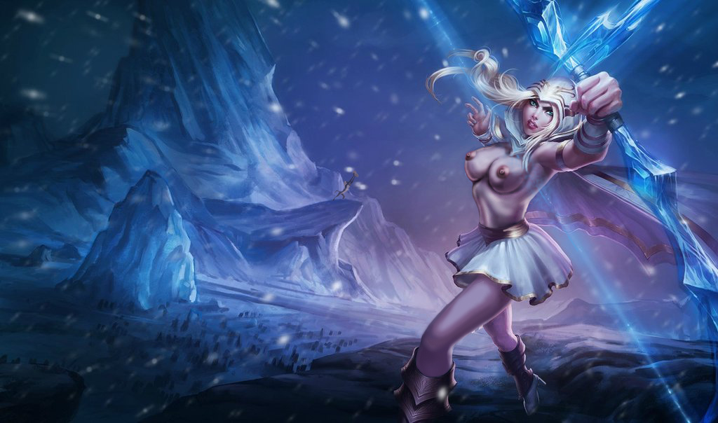 ashe_(league_of_legends) breasts cape freljord_ashe freljord_series hood league_of_legends redraw tagme white_hair