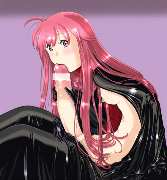 1futa autofellatio blush cape censored cock_ring erection fellatio futanari futanari_vampire hair intersex lipstick long_hair oral penis red_hair solo_futa vampire yozora