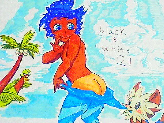 ass beach blue_eyes clothes color coppertone day feral fur human interspecies lillipup male male_only marlon_(pokemon) outdoors pokemon side_view size_difference tagme tan tan_lines tanline topless