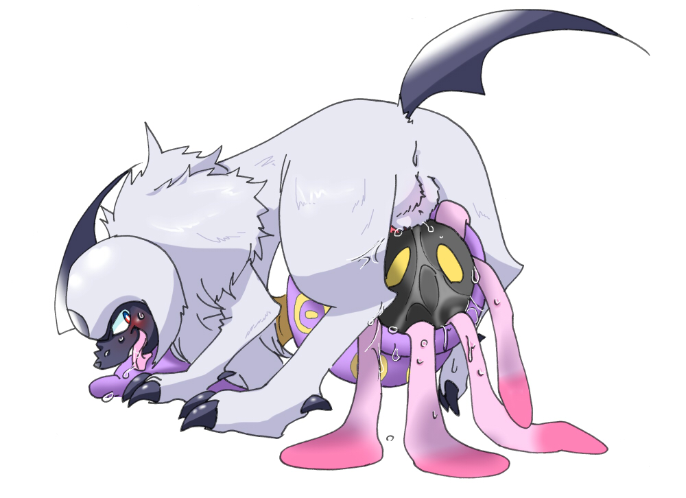 69 2012 absol blush color feral fur heyerdahl interspecies licking lileep male nintendo nude pokemon pokemon_(species) tagme testicles