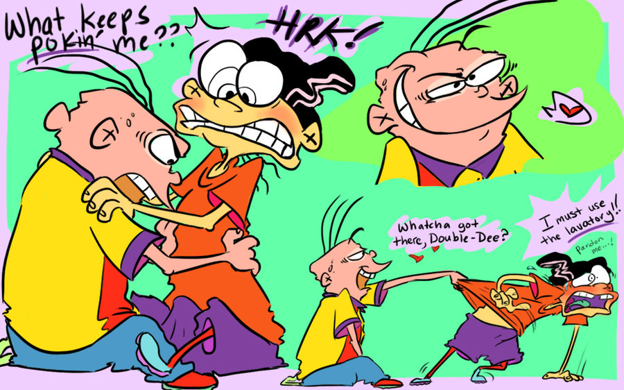 cartoon_network ed_edd_n_eddy edd eddy_(ed_edd_n_eddy) erection_under_clothes male/male straight_hair