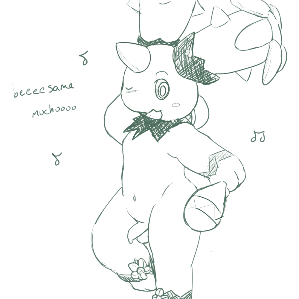 anthro blush holding horn male male_only maraca maractus monochrome penis pokemon solo standing tagme testicles