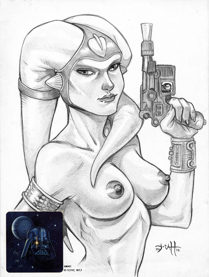 breasts greyscale gun headgear nipples star_wars tcatt text topless twi'lek wristband