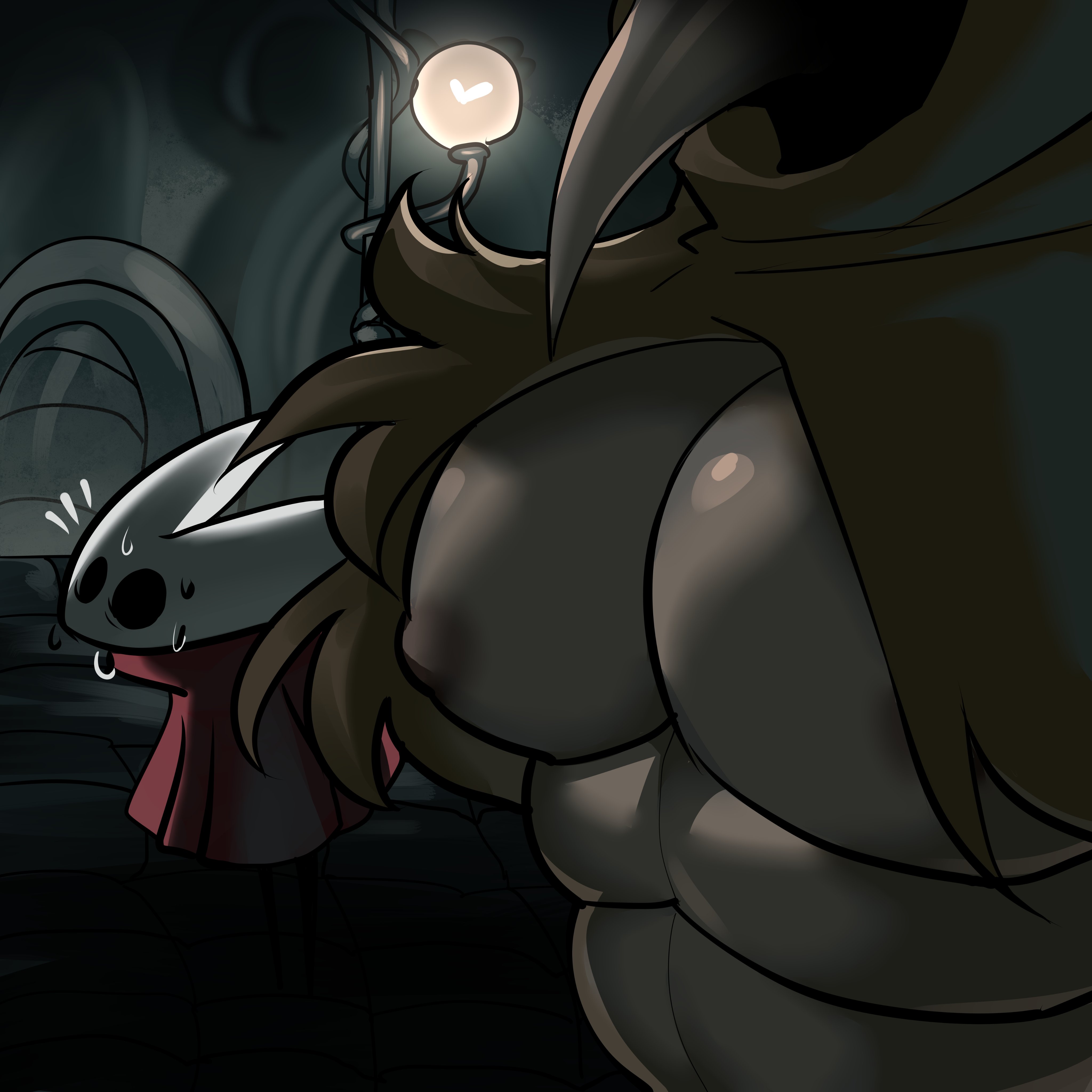 1boy, avian, avian humanoid, bara, bara tiddies, bara tits, breasts, bug, bug girl, craw (hollow knight), female, flanco, gay, gay anal, gay sex, hollow knight, hollow knight: silksong, homosexual, homosexual male, homosexual sex, hornet (hollow knight), looking at another, looking at pecs, male, male penetrated, male penetrating, male penetrating male, nipples, solo, sweating, tallcraw