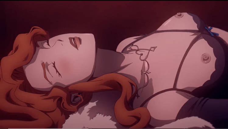 1girls, breasts, castlevania (netflix), female, female only, lenore (castlevania), nipples, screencap, sex, shiny nipples, shiny skin, vampire