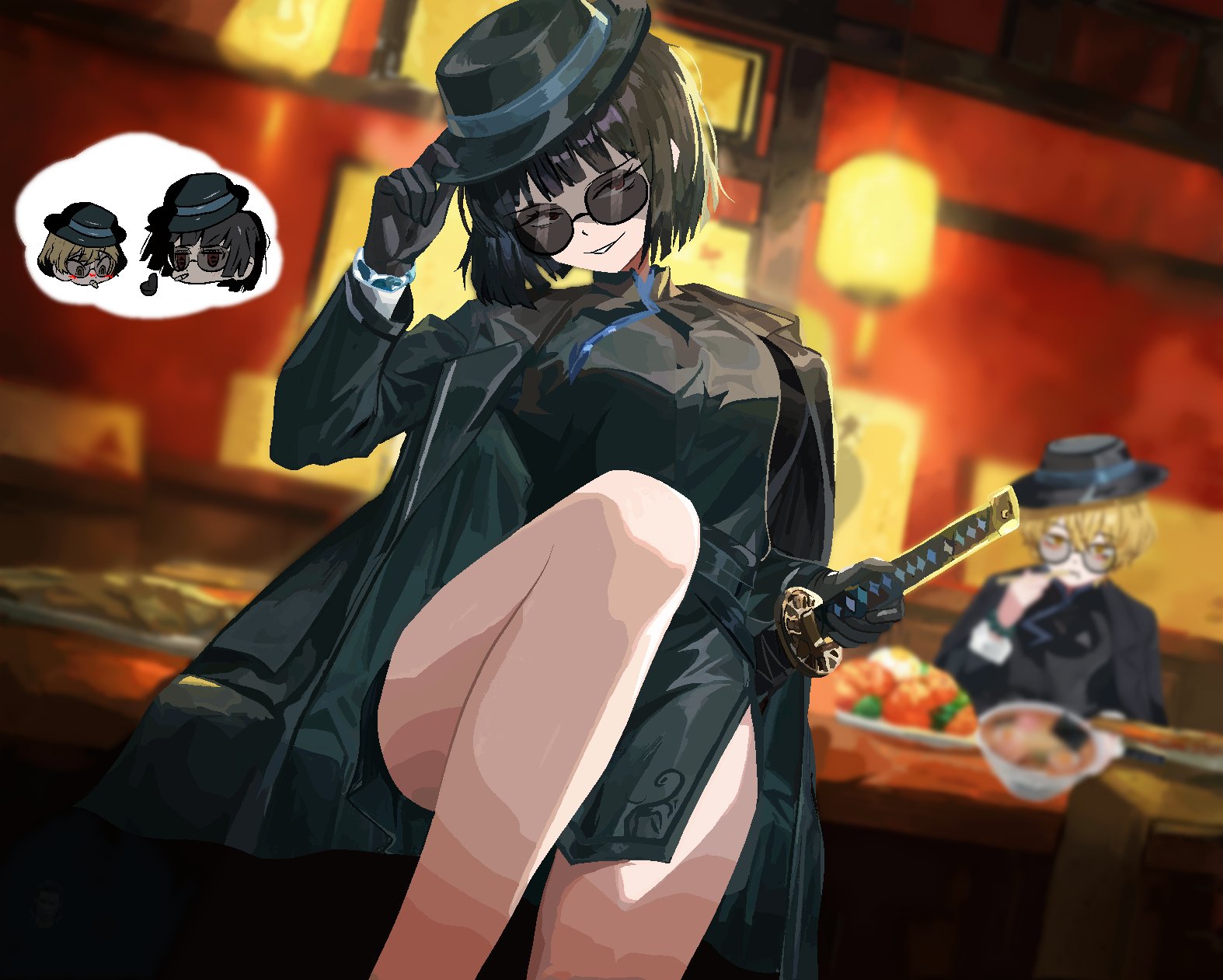 1boy, 1boy1girl, 1girls, 1girls1boy, big breasts, breasts, female, female focus, hat, limbus company, paul camadonnas, presenting, project moon, ryoshu (limbus company), shipping, sinclair (limbus company), solo, solo female, solo focus, tagme, thick, thick ass, thick hips, thick legs, thick thighs, thighs