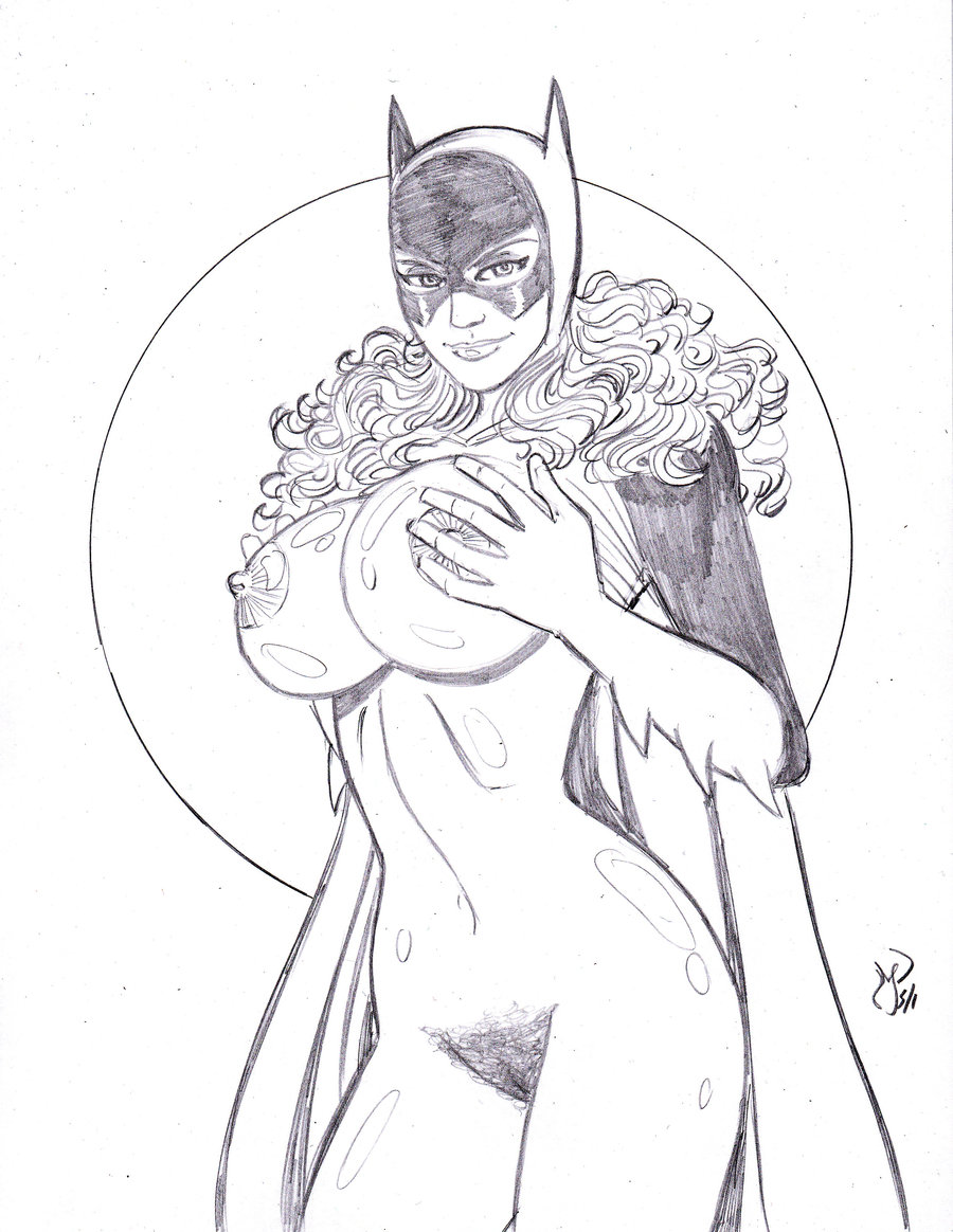 1girls barbara_gordon batgirl batman_(series) dc female female_only human michael_powell monochrome nipples powguero solo