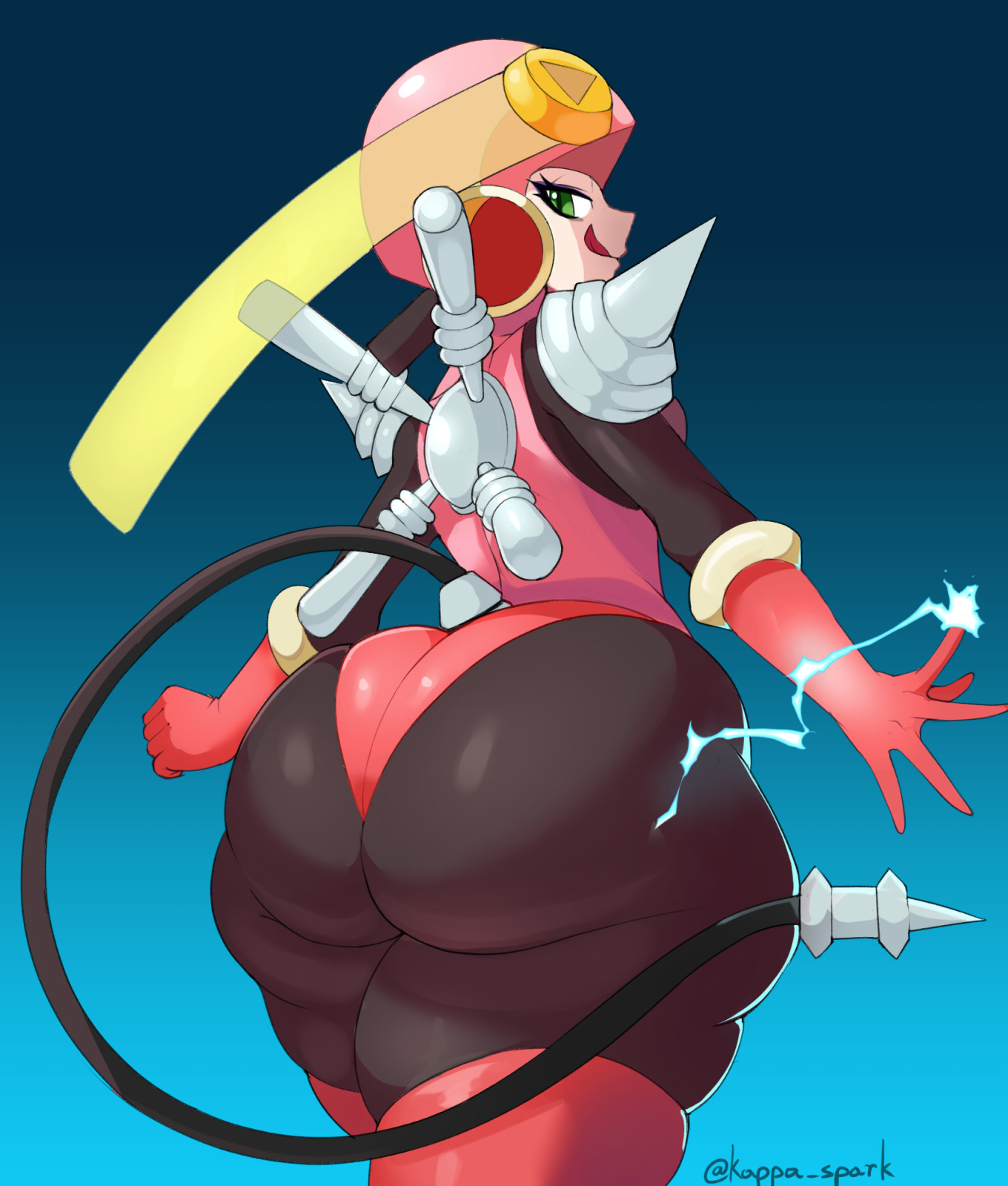 capcom, kappa spark, mega man, mega man battle network, roll.exe, solo, solo female, solo focus, tagme, thicc, thick, thick ass, thick thighs