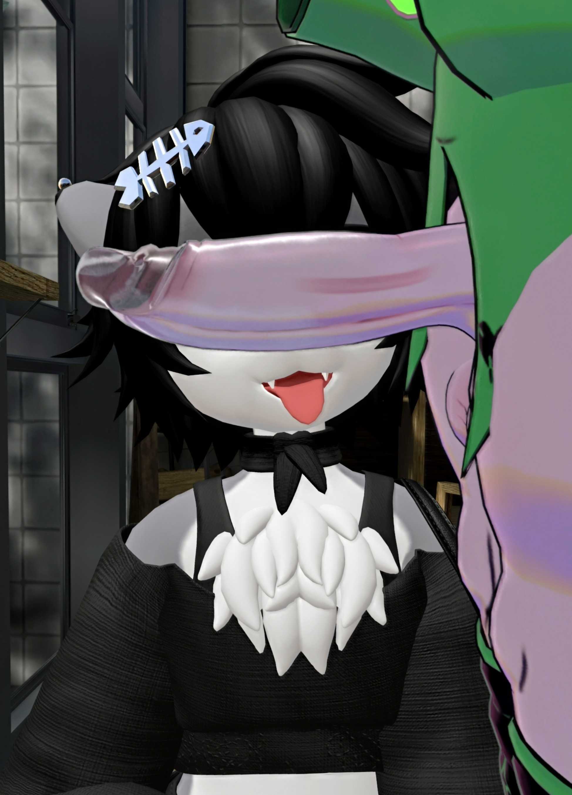 3d model, big penis, black hair, cock, cock hungry, cock worship, dick, eyes covered by penis, femboy, furry, grey body, male, penis, ralsei, ralsei (cryptiacurves), ralsei (deltarune), ralsei with white fur, sabrean, shark, shark boy, short hair, smile, smiling, tongue, tongue out, unity (engine), vrchat, vrchat avatar, vrchat media, vrchat model