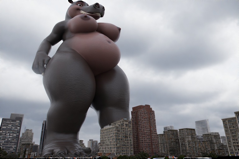 ai_generated bbw dreamworks giantess gloria_the_hippopotamus hippopotamus macro madagascar_(series) perchance_ai