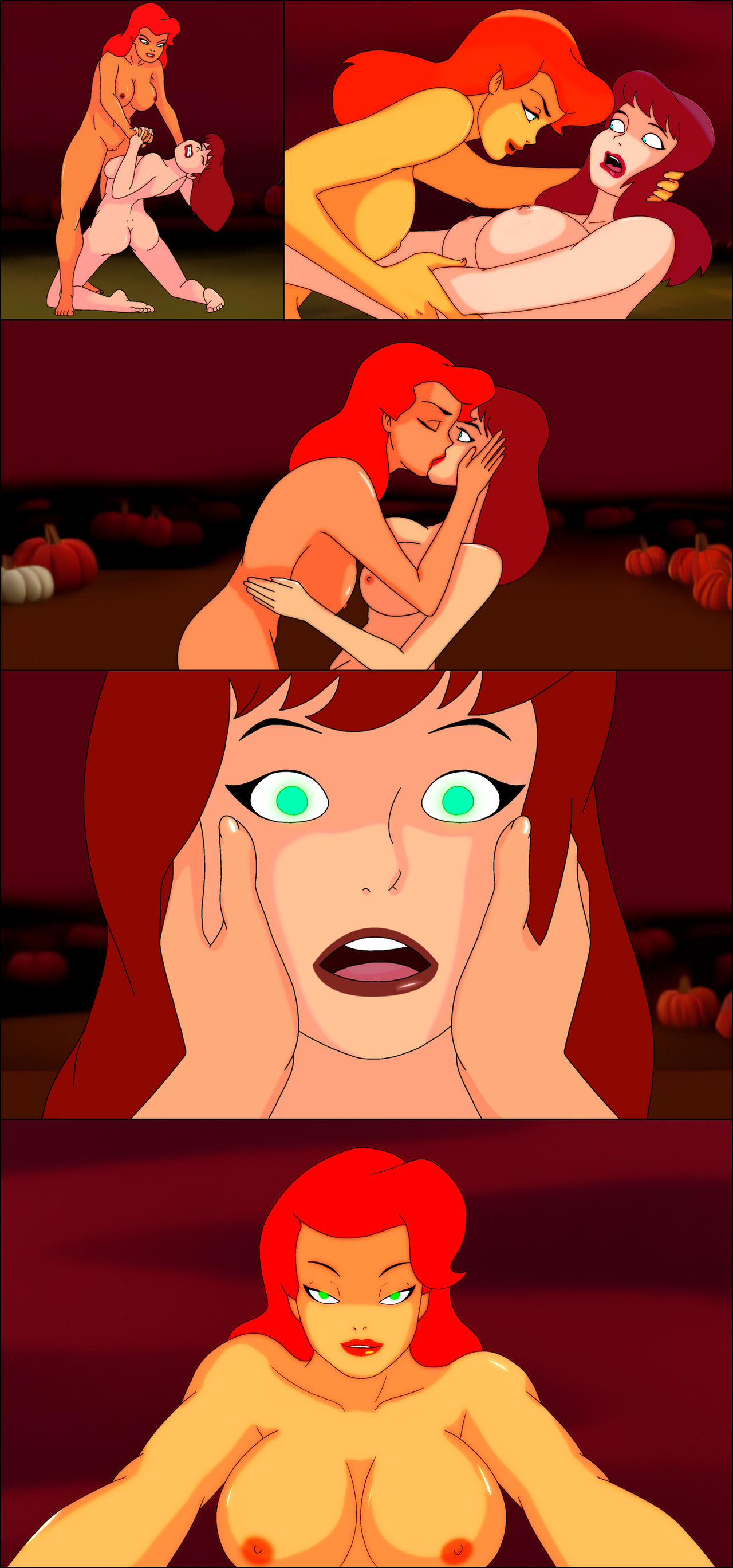 2girls, barbara gordon, batgirl, batgirl (barbara gordon), batgirl (dcau), batman (series), batman: the animated series, comic, dc, dc comics, dcau, female, moldycandy, multiple females, multiple girls, pamela isley, poison ivy, poison ivy (dcau), red hair, yuri