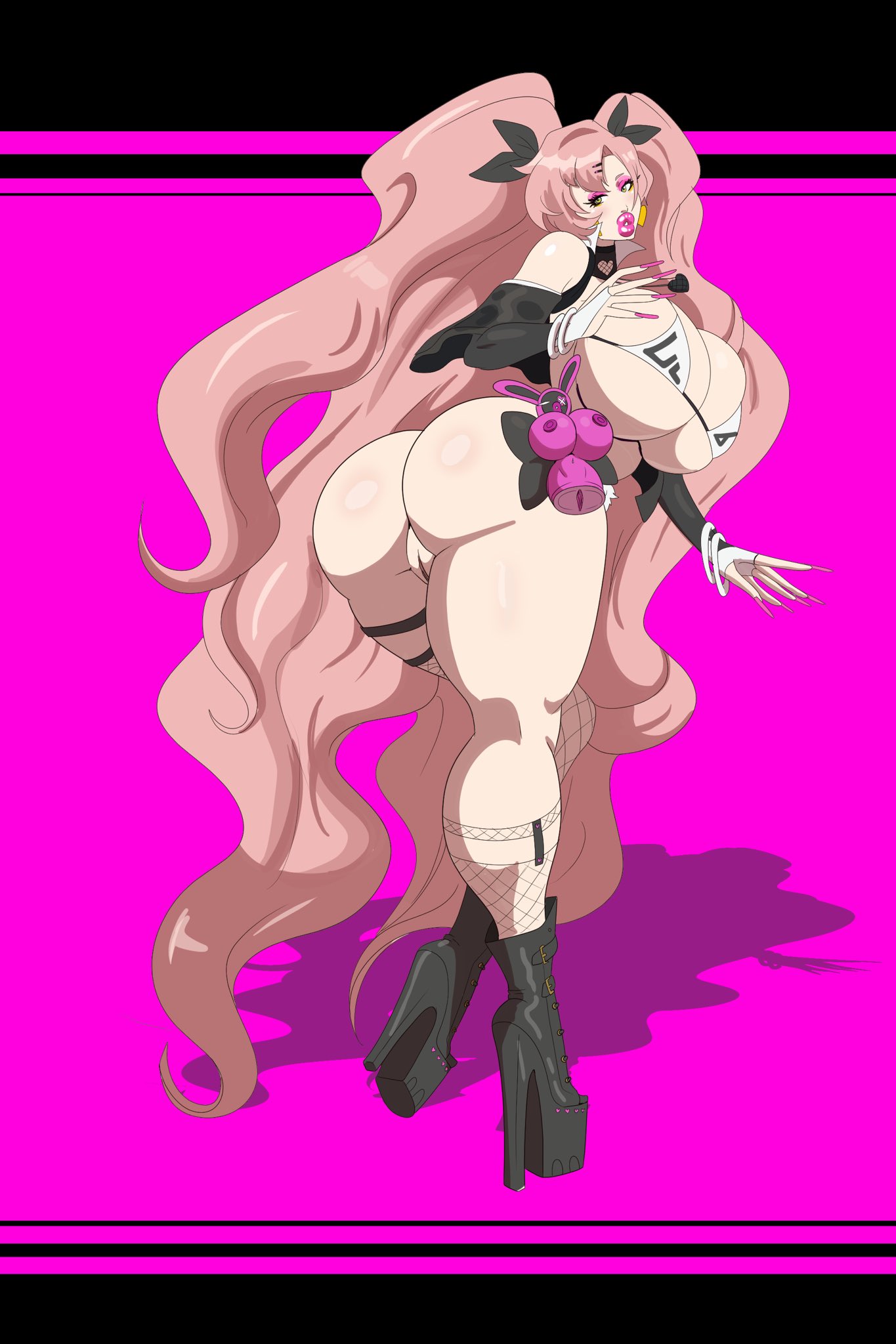 1girls, annon, ass, bimbo, bimbofied, breasts, eyeshadow, female, female only, gigantic breasts, high heels, huge ass, huge breasts, lipstick, makeup, nail polish, nicole demara, pink eyeshadow, pink lipstick, pink makeup, pink nails, solo, solo female, standing, voluptuous, zenless zone zero