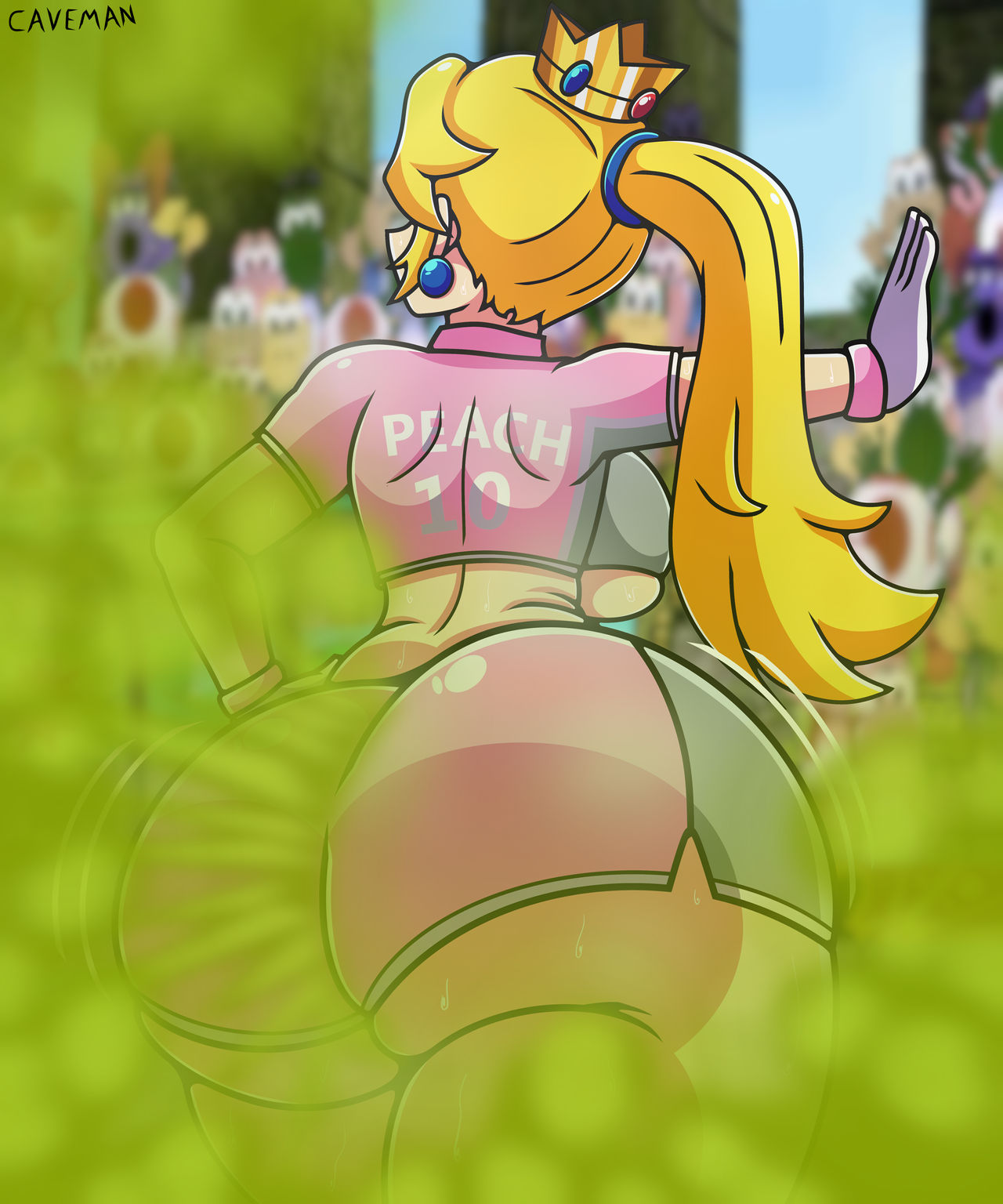 1girls alternate_version_available ass ass_bigger_than_head ass_focus back_view backboob barely_contained big_breasts blonde_female blonde_hair breasts bubble_butt caveman147 clothed digital_art fart fart_cloud fart_fetish farting fat_ass female female_only huge_ass mario_(series) mario_strikers_peach_back_view_redraw_(meme) meme meme_reference nintendo pawg ponytail princess_peach redraw solo solo_female sports_uniform sportswear super_mario_strikers text thick thick_ass thick_thighs tight_clothing waving wide_ass wide_hips