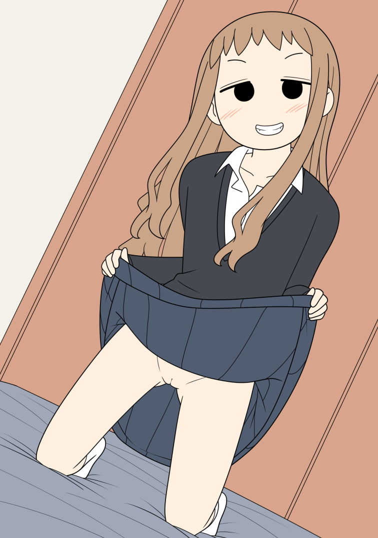 annonanam_(artist) no_panties presenting_pussy schoolgirl