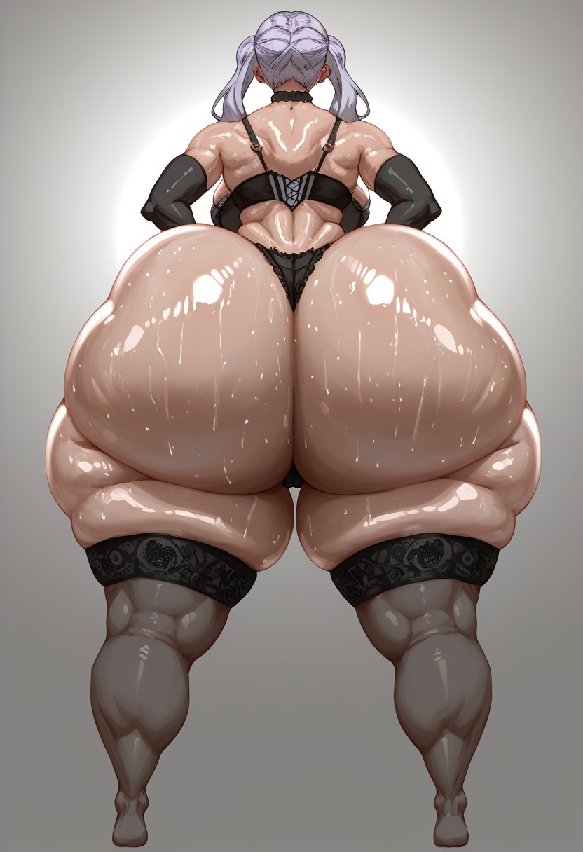 1girls, ai generated, ass, back view, bbw, bent over, big ass, bigger female, bimbo, bimbo body, black clover, bubble ass, bubble butt, choker, chubby, female, female only, huge ass, hyper, hyper ass, hyper thighs, lingerie, looking at viewer, massive thighs, niduscharger, noelle silva, purple eyes, thick thighs, thunder thighs, wide hips