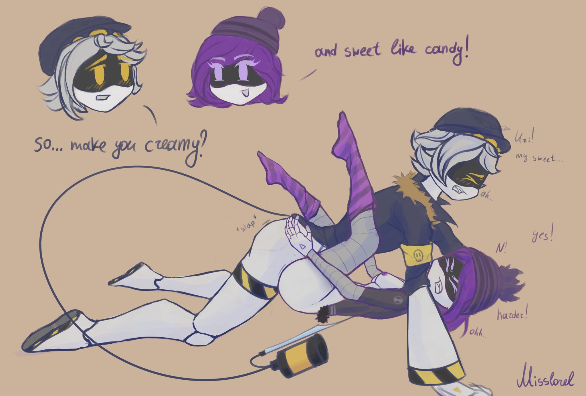 disassembly drone, female, femboy, femboy on female, glitch productions, lorelarts, male, male/female, murder drones, n (murder drones), robot, robot boy, robot girl, robot humanoid, tagme, uzi (murder drones), white body, worker drone