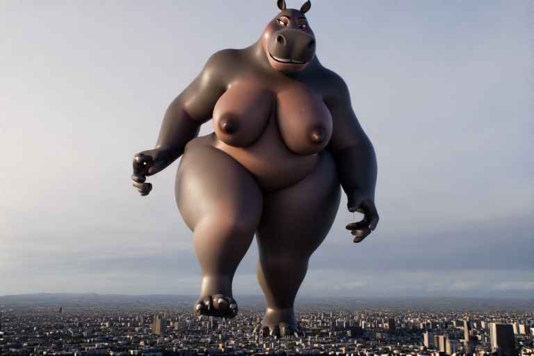 ai_generated bbw dreamworks giantess gloria_the_hippopotamus hippopotamus macro madagascar_(series) perchance_ai
