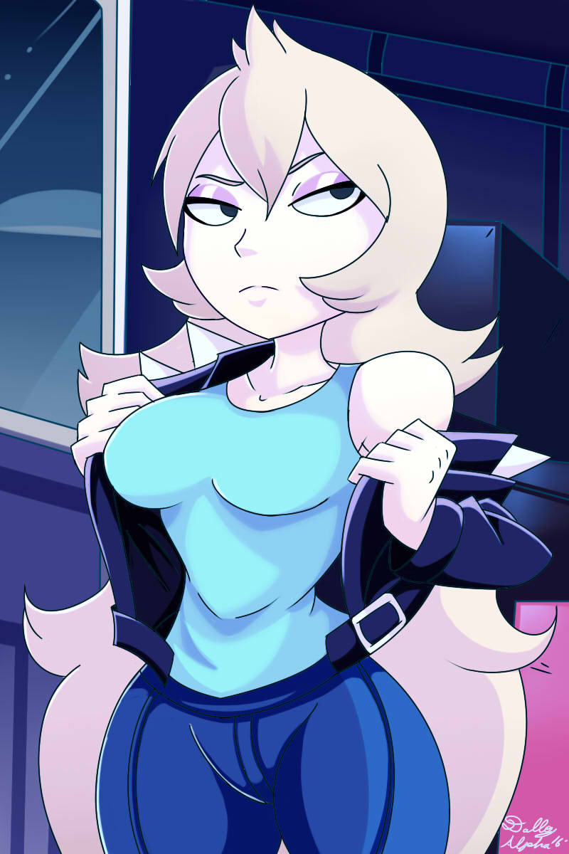 1girls, big breasts, breasts, dalley le alpha, female, female focus, female only, medium breasts, solo, solo female, solo focus, steven universe, tagme, vidalia (steven universe), vidalia (young) (steven universe), white hair