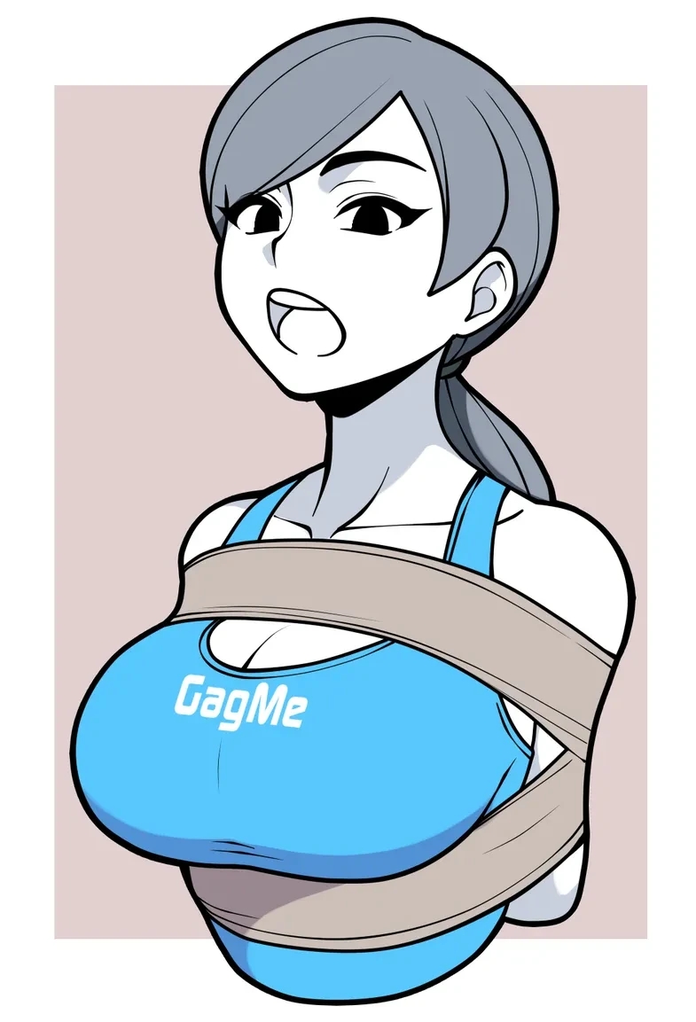 1girls, big ass, bondage, breasts, dark hair, female, female focus, female only, jam-orbital, large breasts, ponytail, solo, tagme, white body, white skin, wii fit, wii fit trainer, wii fit trainer (female)