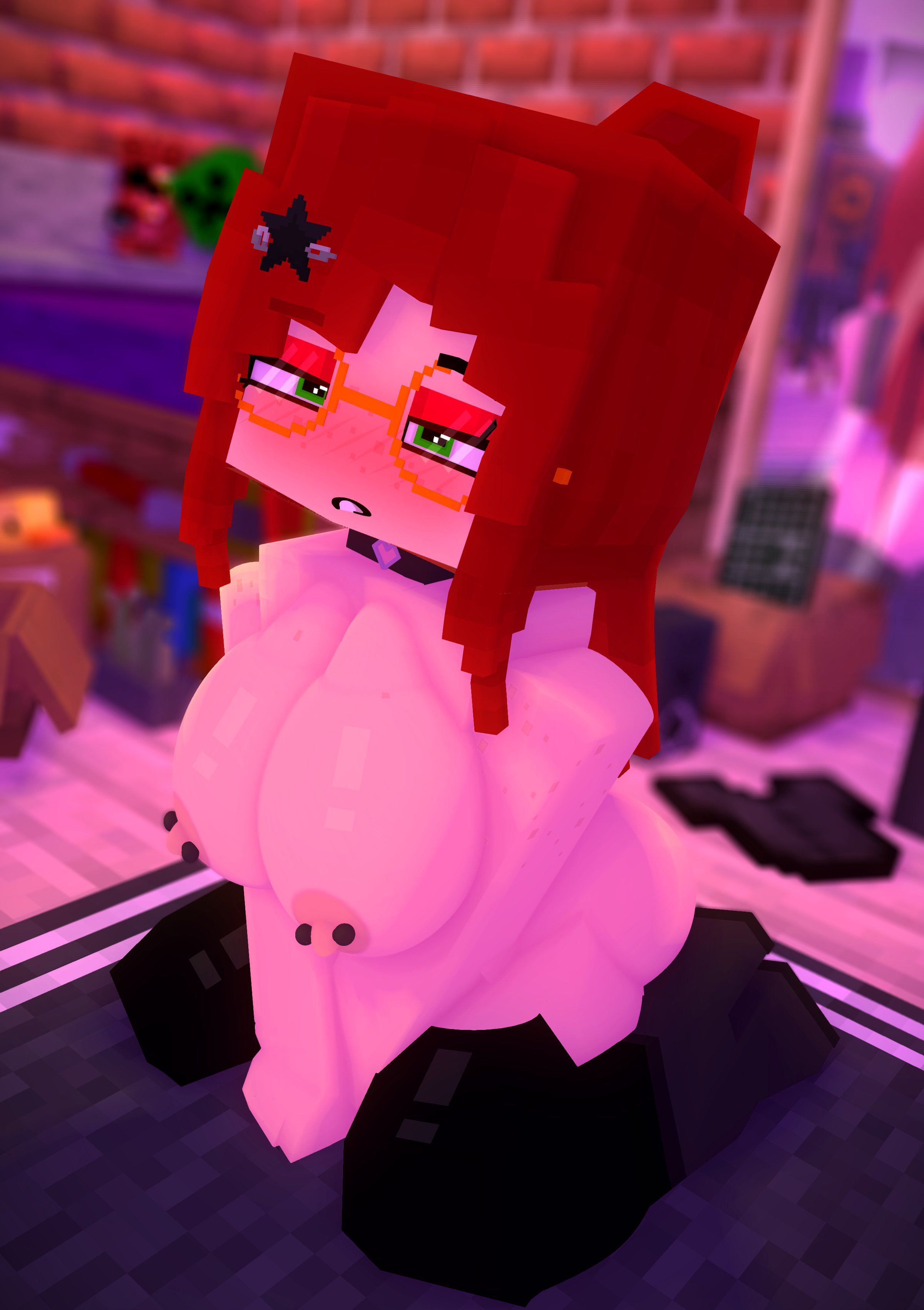 alyx (mineporncraft), blocky body, female, goth, goth girl, gothic girl, minecraft, mineporncraft, nude, sexy pose