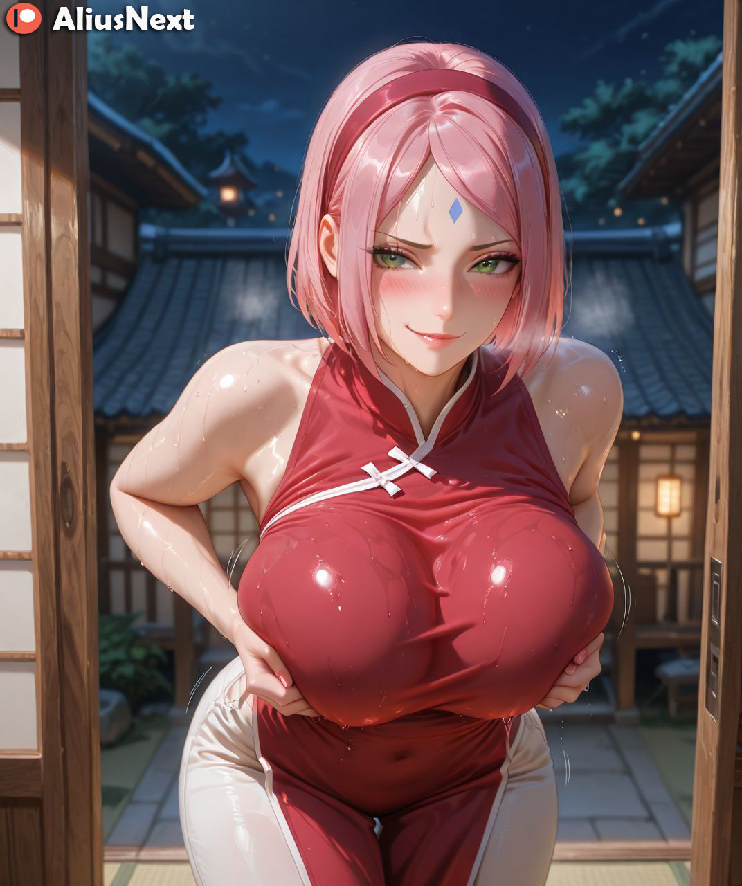 1girls, ai generated, aliusnext, ass, big ass, big breasts, boruto: naruto next generations, boruto: two blue vortex, breast grab, breasts, breasts bigger than head, female, female only, hi res, high quality, high resolution, highres, huge ass, huge breasts, light skin, light-skinned female, lingerie, massive ass, massive breasts, mature, mature female, mature woman, milf, mommy, naruto (series), patreon, pink hair, sakura haruno, sweat, sweatdrop, sweating, sweaty, sweaty body, sweaty breasts, thick, thick ass, thick hips, thick legs, thick lips, thick thighs, voluptuous, voluptuous body, voluptuous female