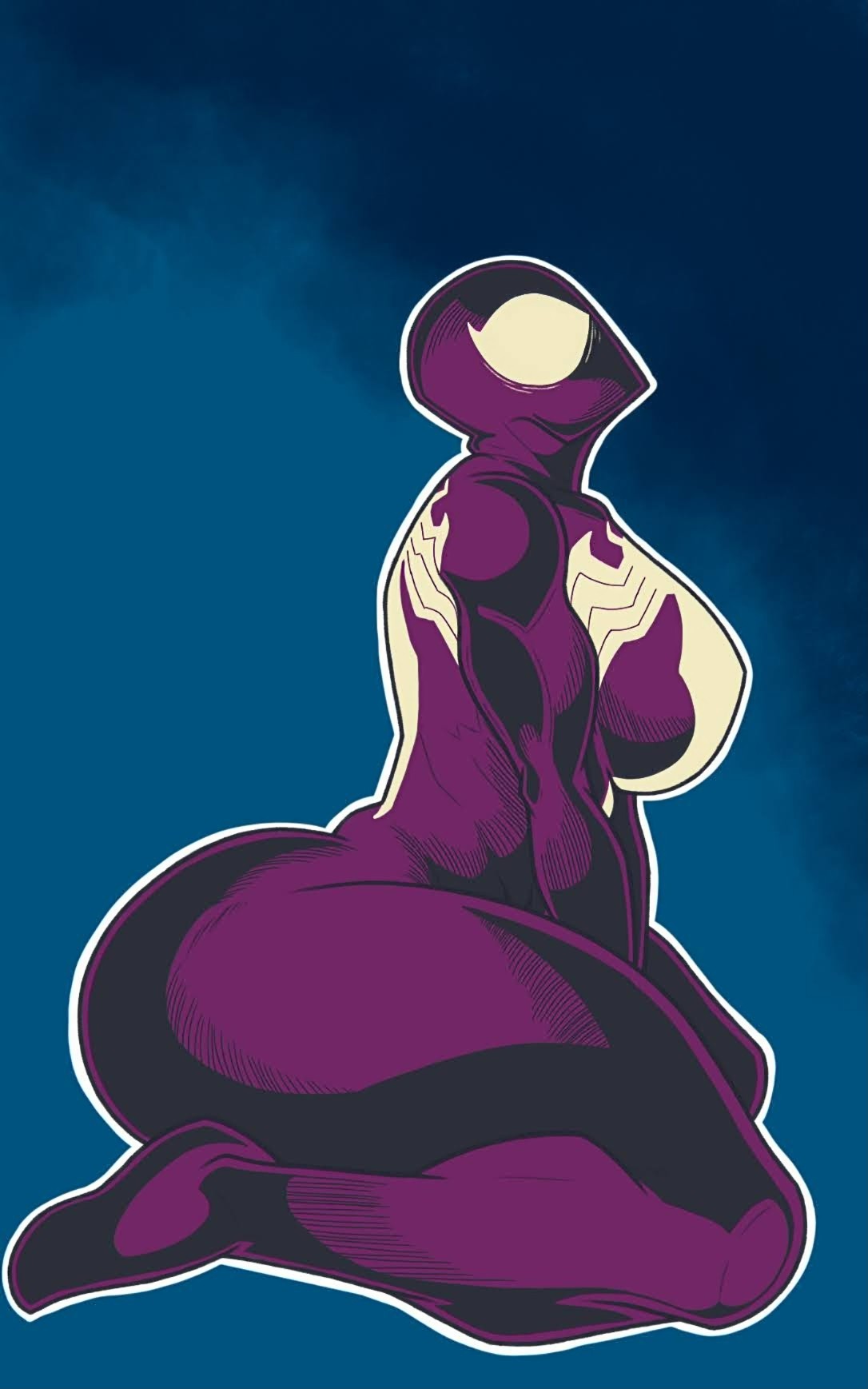 albino-racc big_ass big_breasts bodysuit huge_ass huge_breasts marvel marvel_comics masked_female on_knees spider-girl spider-man_(series) symbiote_suit