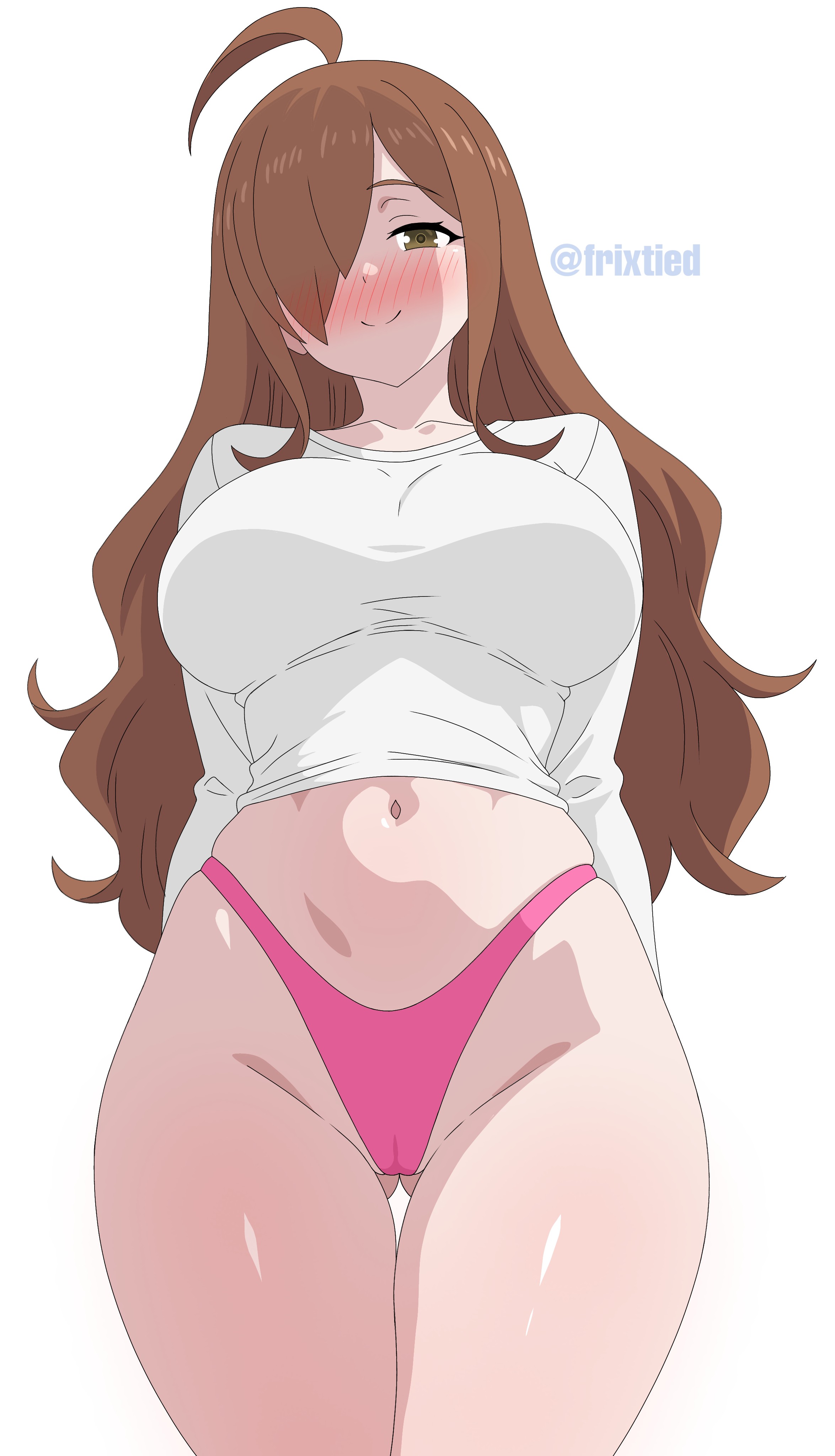 1girls, ass, ass visible through thighs, big ass, big breasts, big butt, big thighs, big titties, breasts, brown hair, clothing, curvaceous, curvaceous female, curvaceous figure, curvy, curvy figure, curvy hips, female, female focus, female only, frixtied, kono subarashii sekai ni shukufuku wo!, long hair, looking at viewer, solo, solo female, solo focus, underwear, wiz (konosuba)