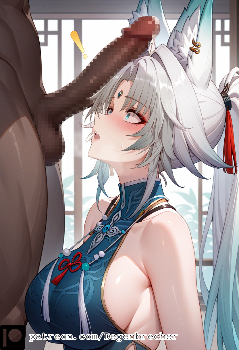 1girls ai_generated ass blush degenbrecher feixiao_(honkai:_star_rail) honkai:_star_rail large_breasts patreon patreon_username penis_on_head sports_bra steam subscribestar subscribestar_username surprised