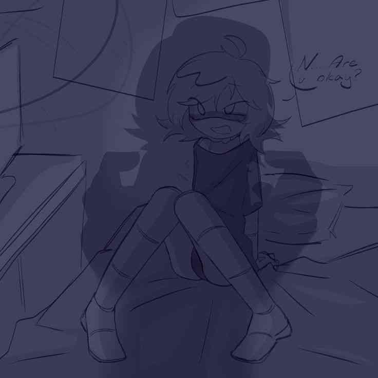 blush, lost media, murder drones, n (murder drones), page 1, panties, panties visible, scared, sketch, uzi (murder drones)