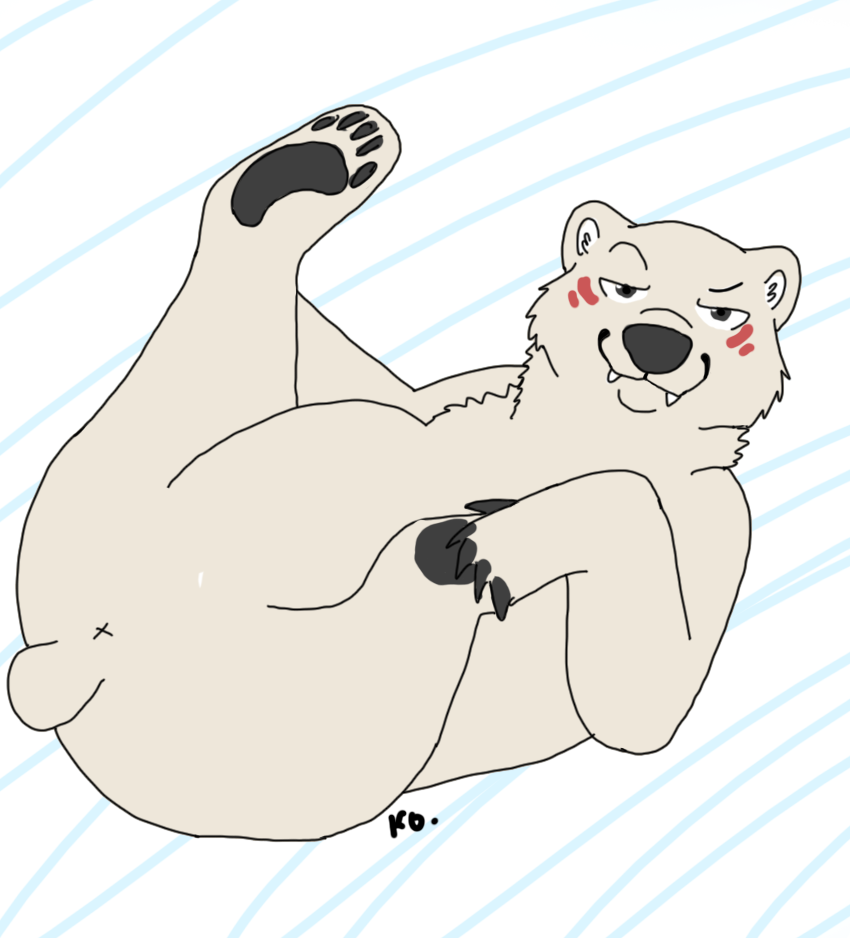 anus bear feet feral foot_focus gesture male mammal paws polar_bear presenting presenting_anus solo suggestive suggestive_gesture ursine x_anus yasuno