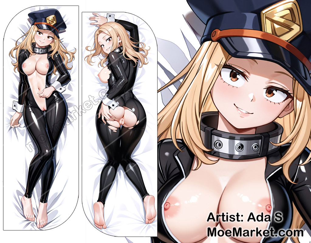 1girls barefoot blonde_hair bodysuit boku_no_hero_academia breasts_out cameltoe camie_utsushimi dakimakura looking_at_viewer pussy solo wrist_cuffs