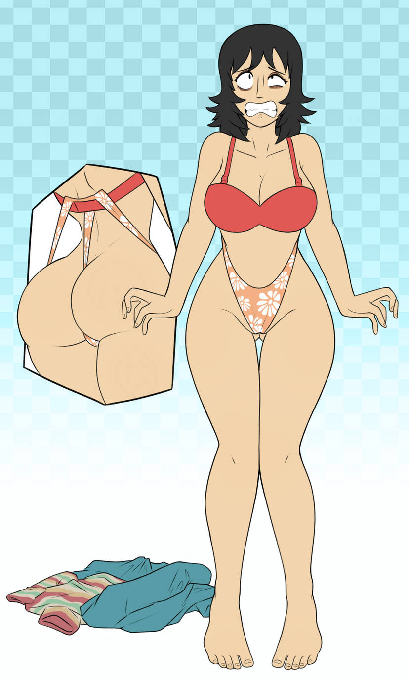 anya (mouthwashing), ass, breasts, female, legs, mouthwashing, mouthwashing (game), thick thighs, underwear only, wedged panties, wedgie, wedgie fetish, wedgied female, wedgies