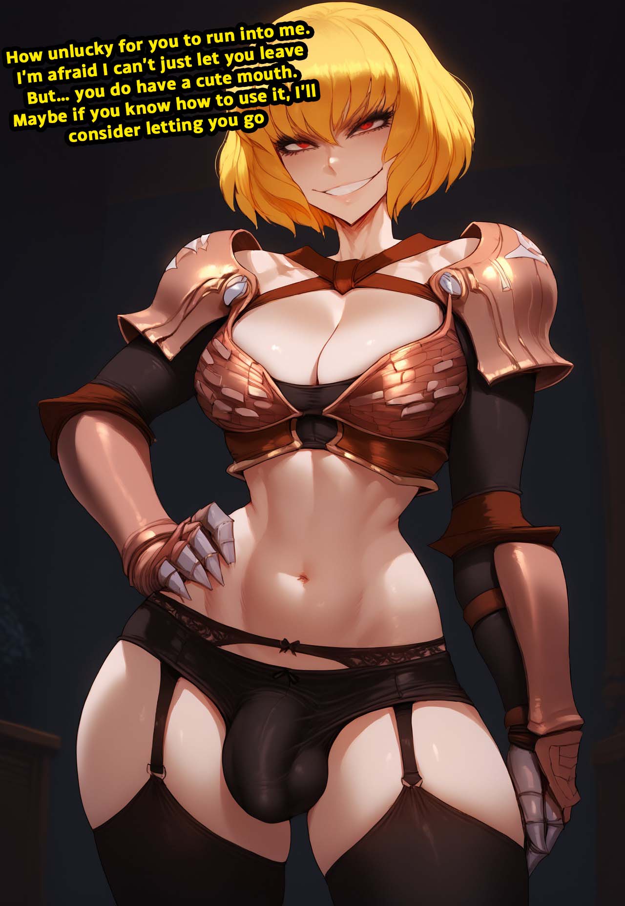 1futa 1futanari ai_generated ass balls big_ass big_breasts big_butt big_hips big_penis black_panties blonde_hair breasts bulge bulge_through_clothing caption captioned cleavage clementine_(overlord) crazy crazy_eyes dick dickgirl disney earring earrings erect_penis erection eyebrows eyelashes female futa_only futanari grin grinning grinning_at_viewer hair hand_behind_head hand_on_hip hands-free huge_cock indoors intersex lips long_hair looking_at_viewer makeup mature mature_female mature_futa mature_futanari medium_hair narrow_waist narrowed_eyes navel night nose overlord_(maruyama) panties penis red_eyes revealing_clothes seducing seductive seductive_eyes seductive_gaze seductive_look seductive_mouth seductive_pose seductive_smile short_hair skirt smile smile_at_viewer smiley_face smooth_balls smooth_penis smooth_skin solo solo_dickgirl solo_focus solo_futa solo_futanari standing taker_pov teeth testicles text velarin yellow_hair
