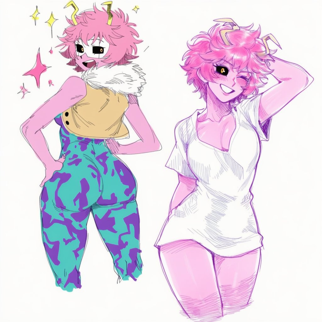 female, hero outfit (mha), lapis slopzuli, mina ashido, my hero academia, pink hair, pink skin, solo, teenager, uravity98114