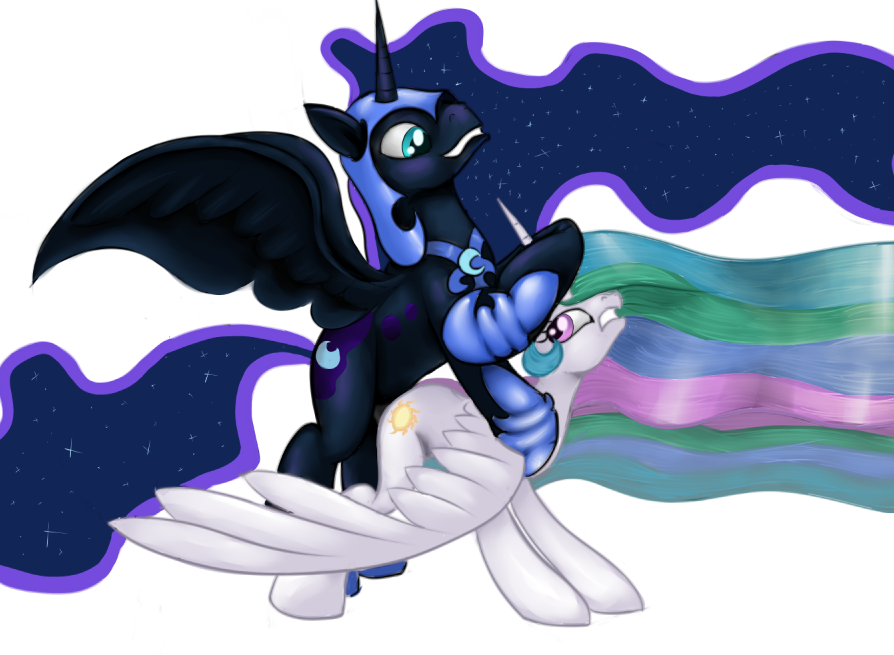 2012 alicorn blue_eyes cutie_mark equine female friendship_is_magic hair horn horse incest long_hair male multicolored_hair my_little_pony penetration penis plain_background pony princess_celestia_(mlp) princess_luna_(mlp) purple_eyes ragingsemi rule_63 sex white_background wings