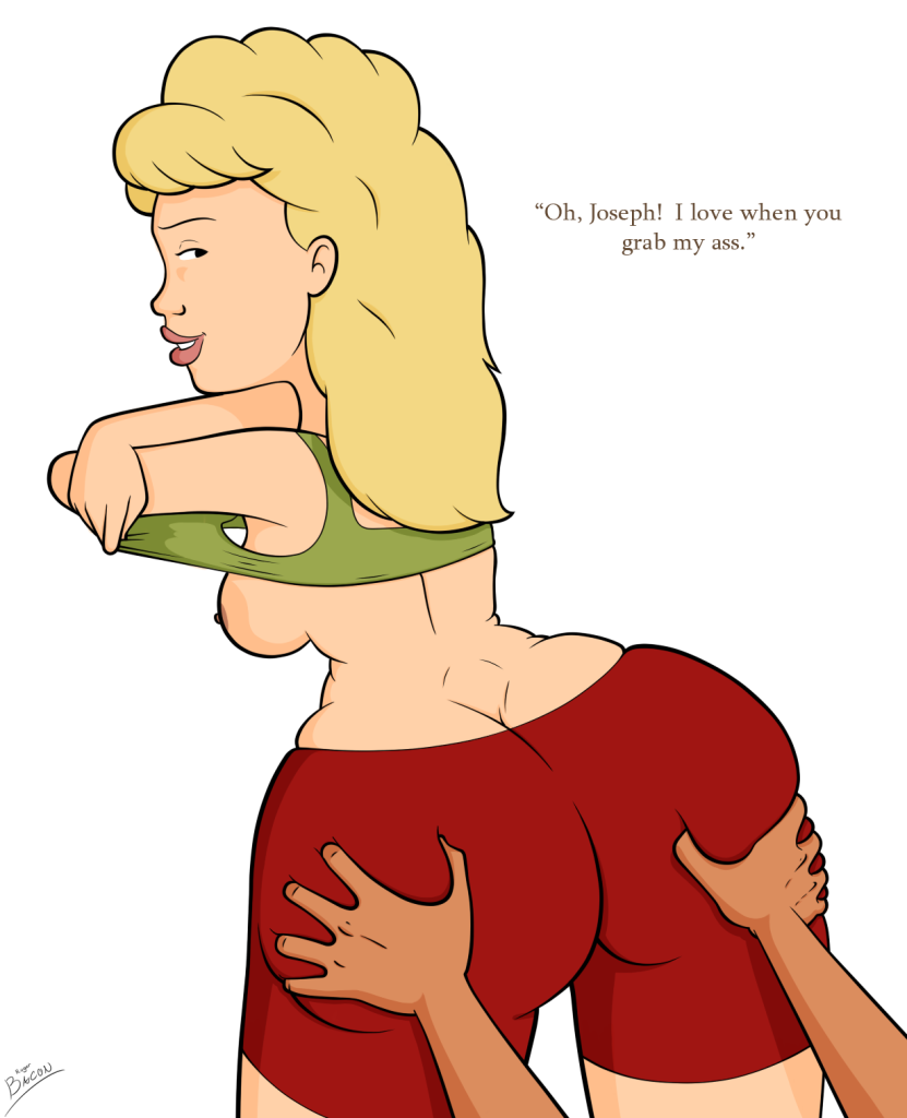 anus, ass, clothing, dark skin, dark-skinned male, female, huge ass, interracial, joseph gribble, king of the hill, luanne platter, male, native american male on white female, roger bacon, white background
