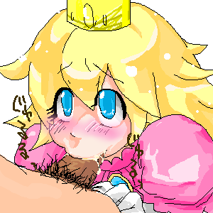 00s 2000s artist_request fellatio female human lowres male mario_(series) nintendo oekaki oral penis princess_peach pubes pubic_hair straight straight_hair uncensored