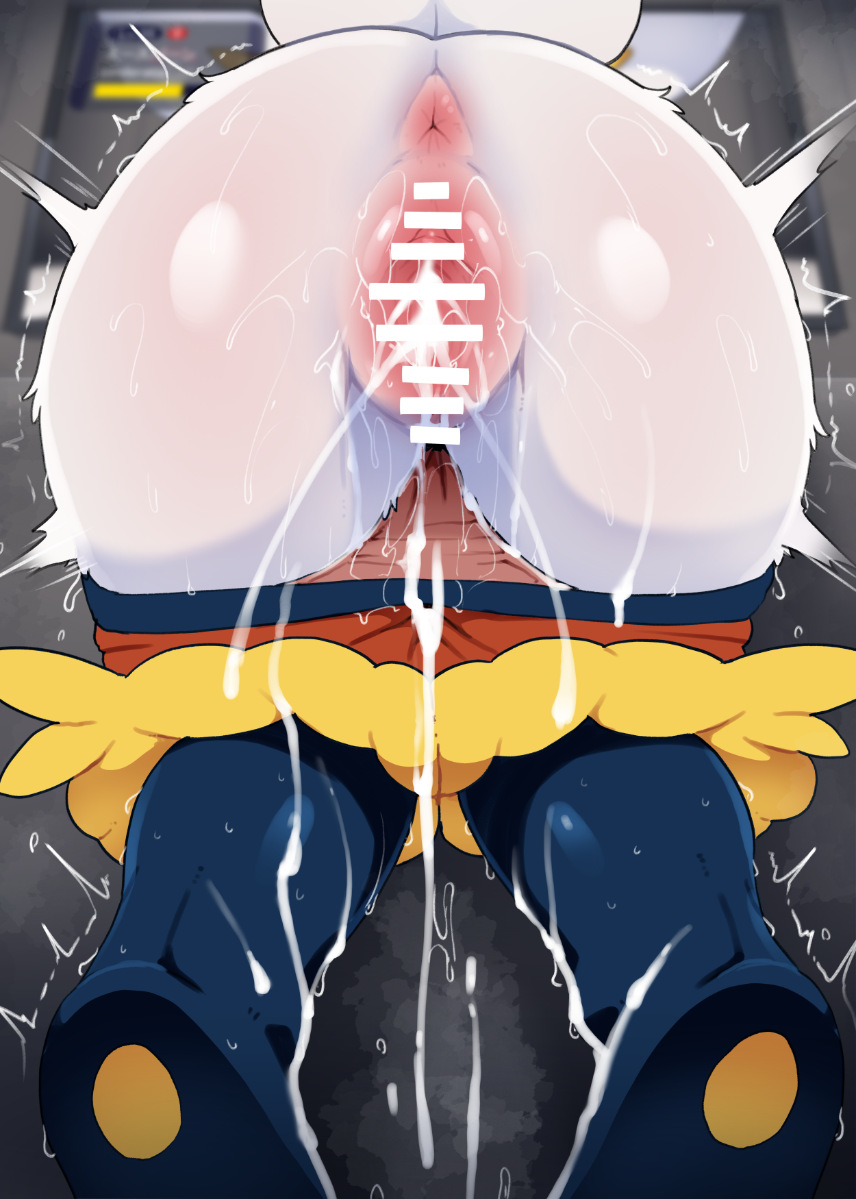 2d, after sex, censored, cinderace, cum, dagasi, female, female cinderace, nintendo, pokemon, pussy, quality
