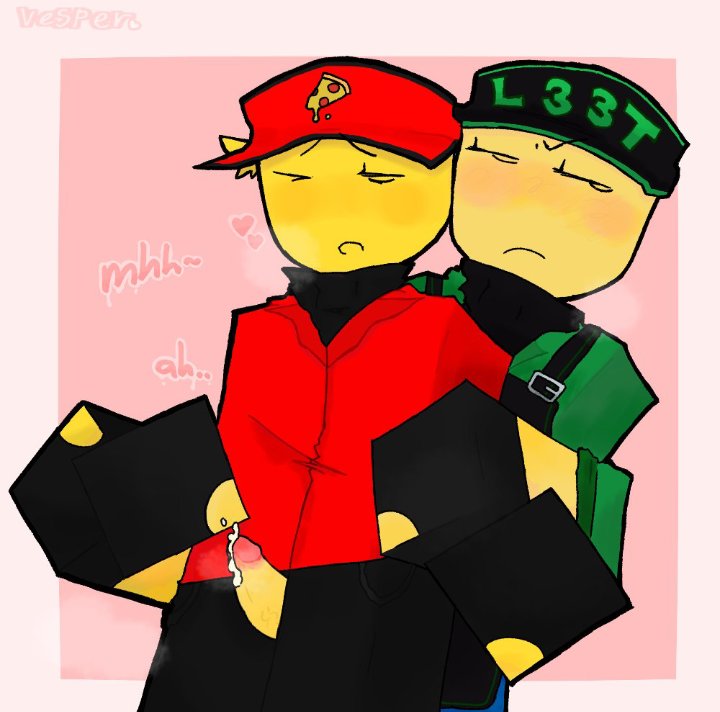 2boys, artist request, blocky body, clothed, gay, grinding, male, male only, roblox, robloxian, tagme, thigh sex, yellow skin