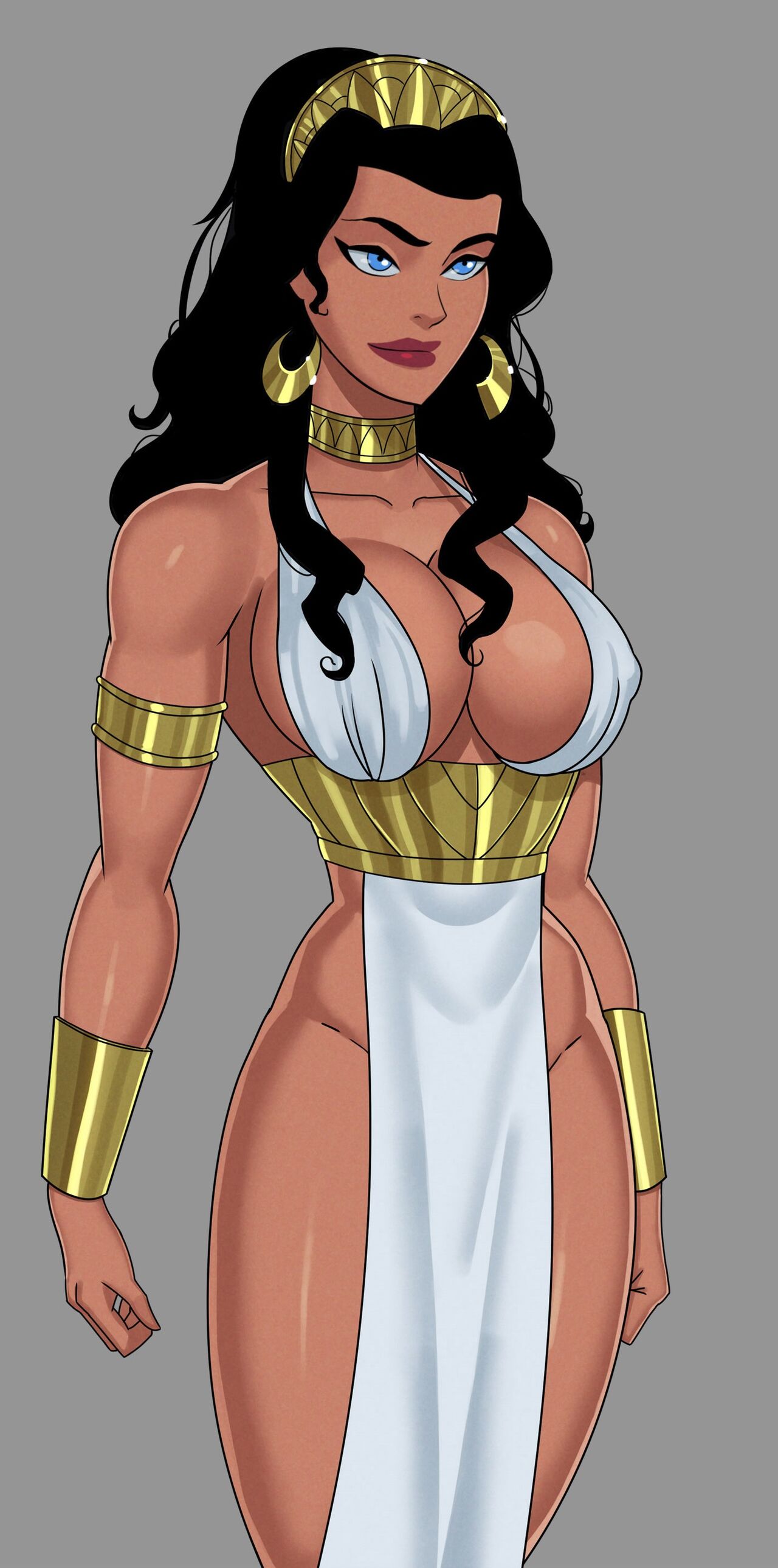 1girls abs amazon big_breasts breasts collar dc dc_comics diana_of_themyscira diana_prince dress earrings edit female gold gold_collar happy headress no_panties smile solo something_unlimited sunsetriders7 tagme wonder_woman wonder_woman_(series)