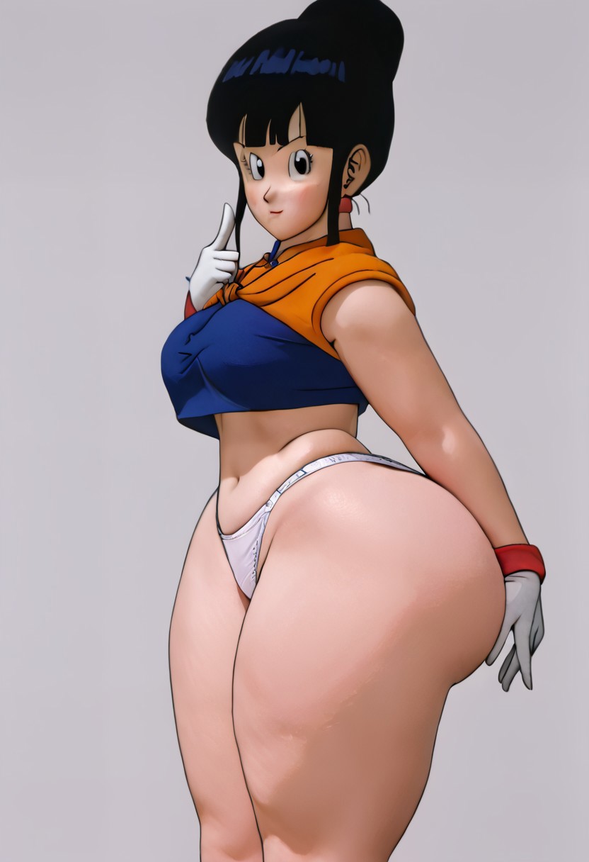 ai_generated bbw bbw_mom caked_up chi-chi_(dragon_ball) chichi chubby_female doughy_ass dragon_ball dragon_ball_z high_waisted_thong huge_ass huge_breasts milf mommy mommy_kink plump_ass posing_for_the_viewer side_view thick_butt thick_thighs thunder_thighs white_panties