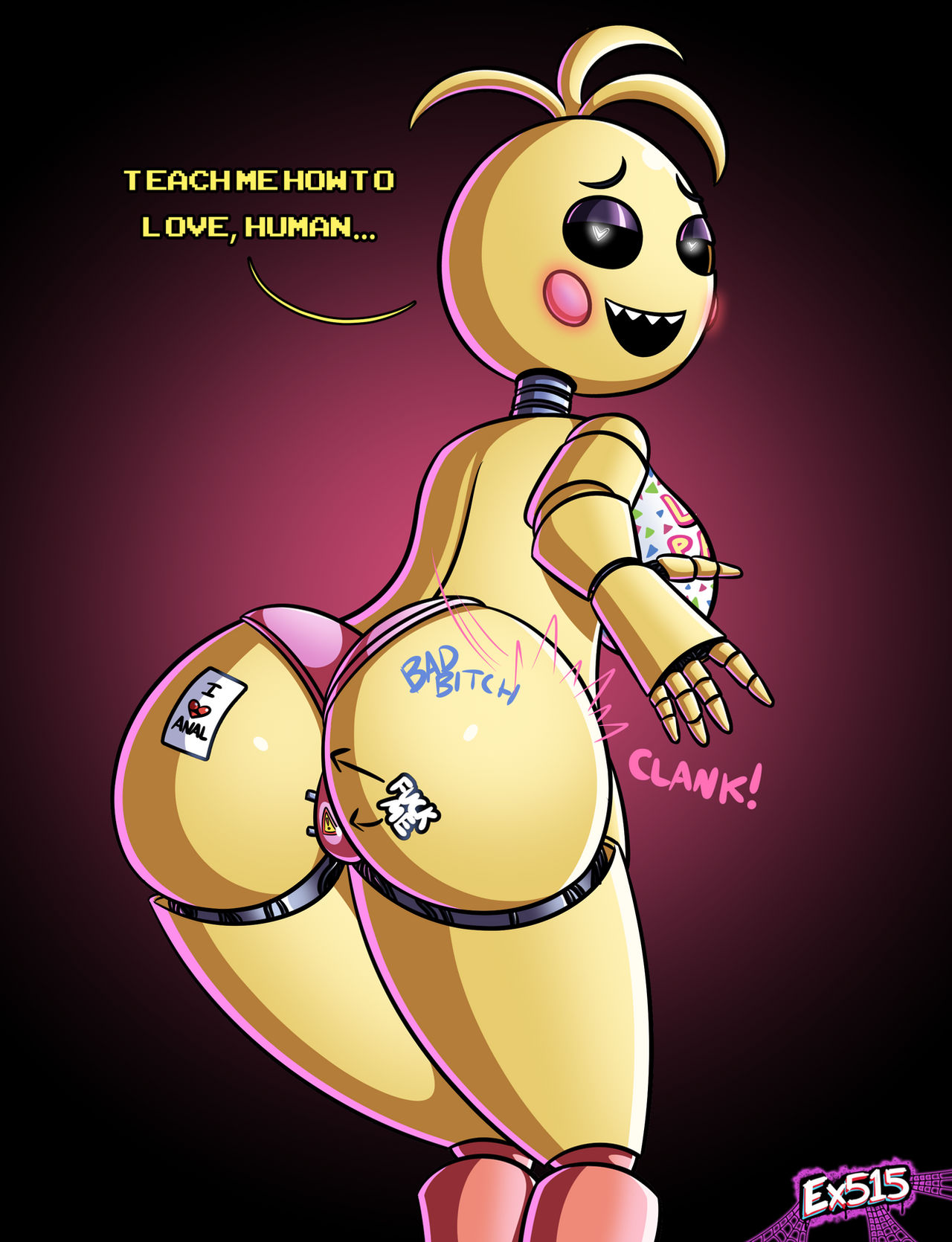 1girls animatronic animatronic_female ass big_ass big_breasts chicken female five_nights_at_freddy's five_nights_at_freddy's_2 rear_view robot solo theexistentialist toy_chica_(fnaf)