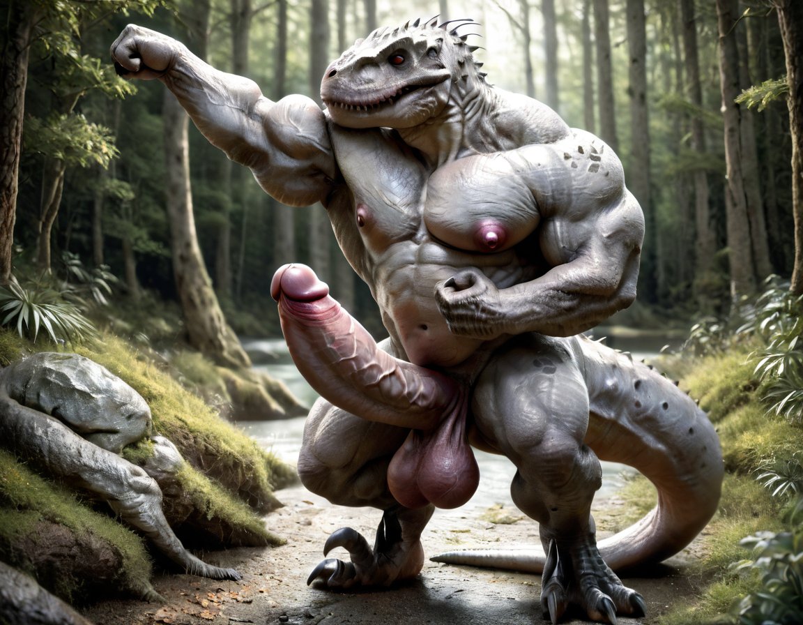 1boy abs ai_generated anthro armpits balls bara big_balls big_muscles big_nipples big_pecs big_penis booster_rex daddy dilf dinosaur erect_nipples erection flexing gay huge_balls huge_cock huge_muscles huge_nipples huge_pecs hunk indominus_rex jurassic_park male male_only muscular muscular_human muscular_male navel nipples nude pecs penis prehistoric reptile scalie solo white_body