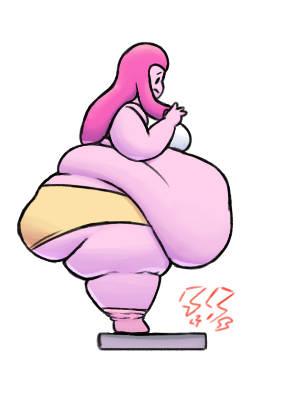 1girls adventure_time fat_ass fat_belly fat_fetish female female_focus female_only lilbigmanboy obese obese_female overweight pink_body pink_hair pink_skin princess_bubblegum solo