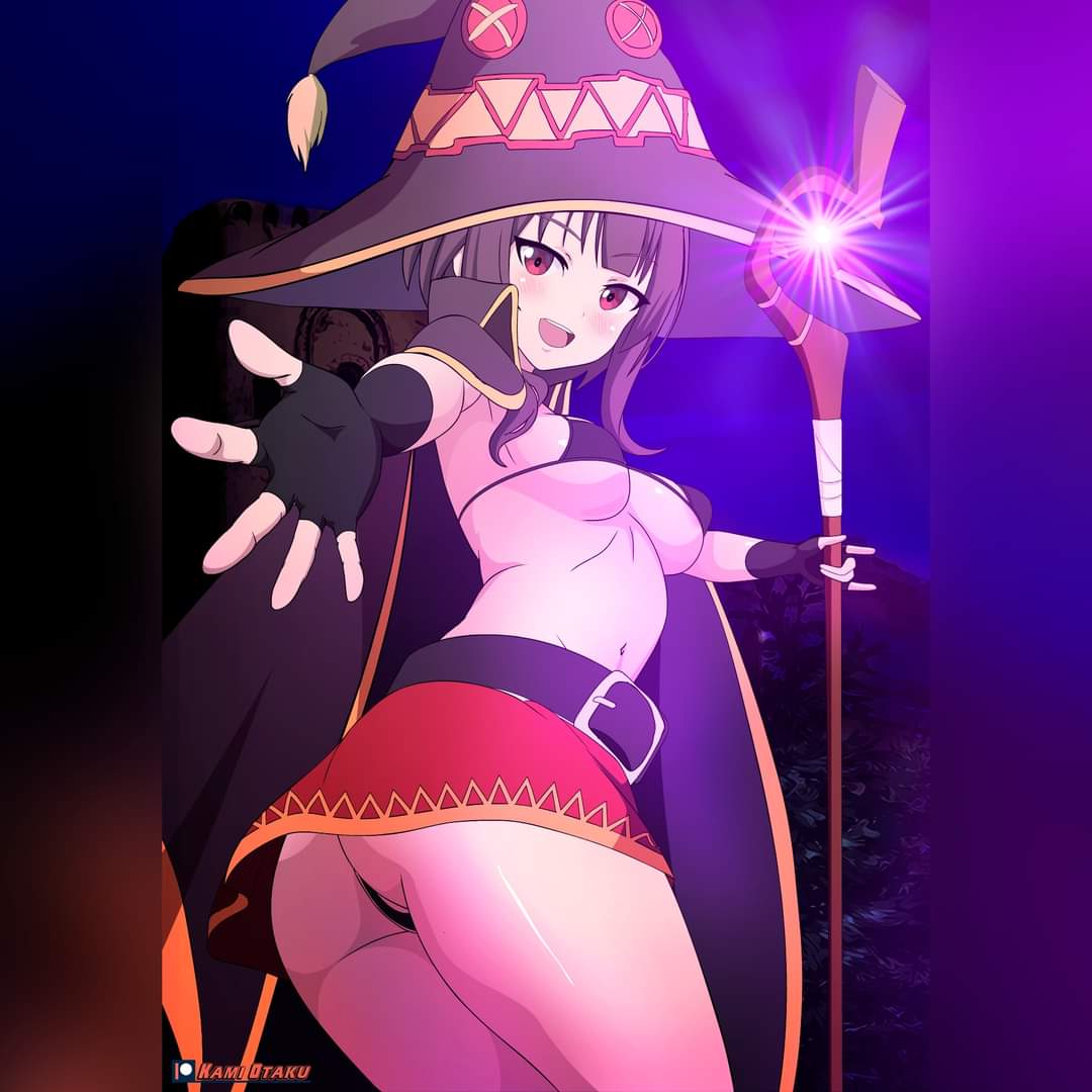 1girls, ass, big ass, big butt, brown hair, bubble ass, bubble butt, female, female only, kono subarashii sekai ni shukufuku wo!, megumin, red eyes, solo